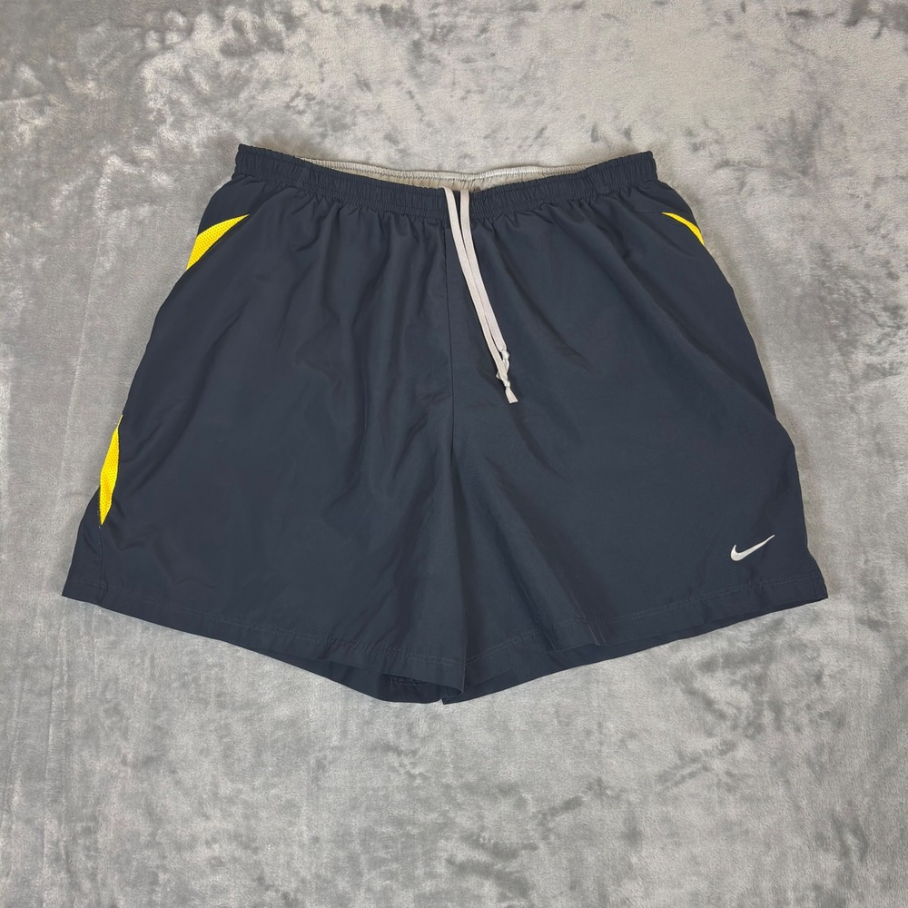 Nike Running Shorts Mens L Black Yellow Nike FIT DRY Lined Athletic Gym Trunks